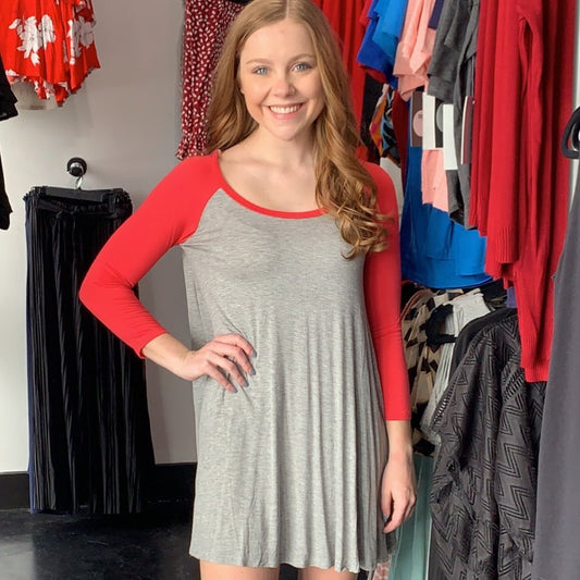 Coral/Gray Short jersey dress