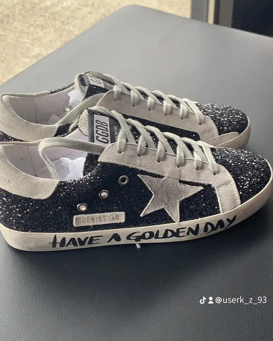 Black Glitter Super Star Sport Shoe
